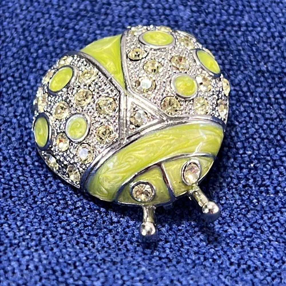 Stunning Vintage TS Green & Silver Ladybug